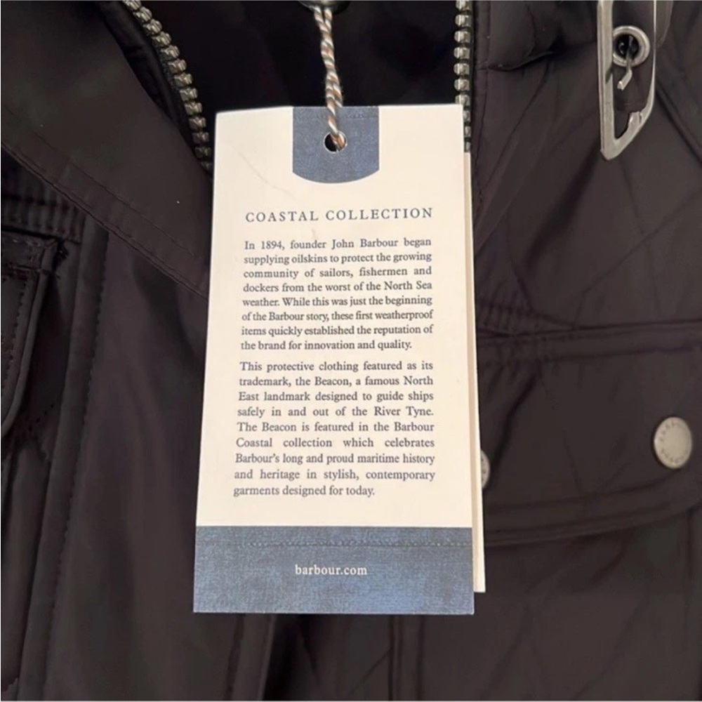 Barbour Black Quilted Arrow Parka Size 6 NWT - Picture 9 of 13